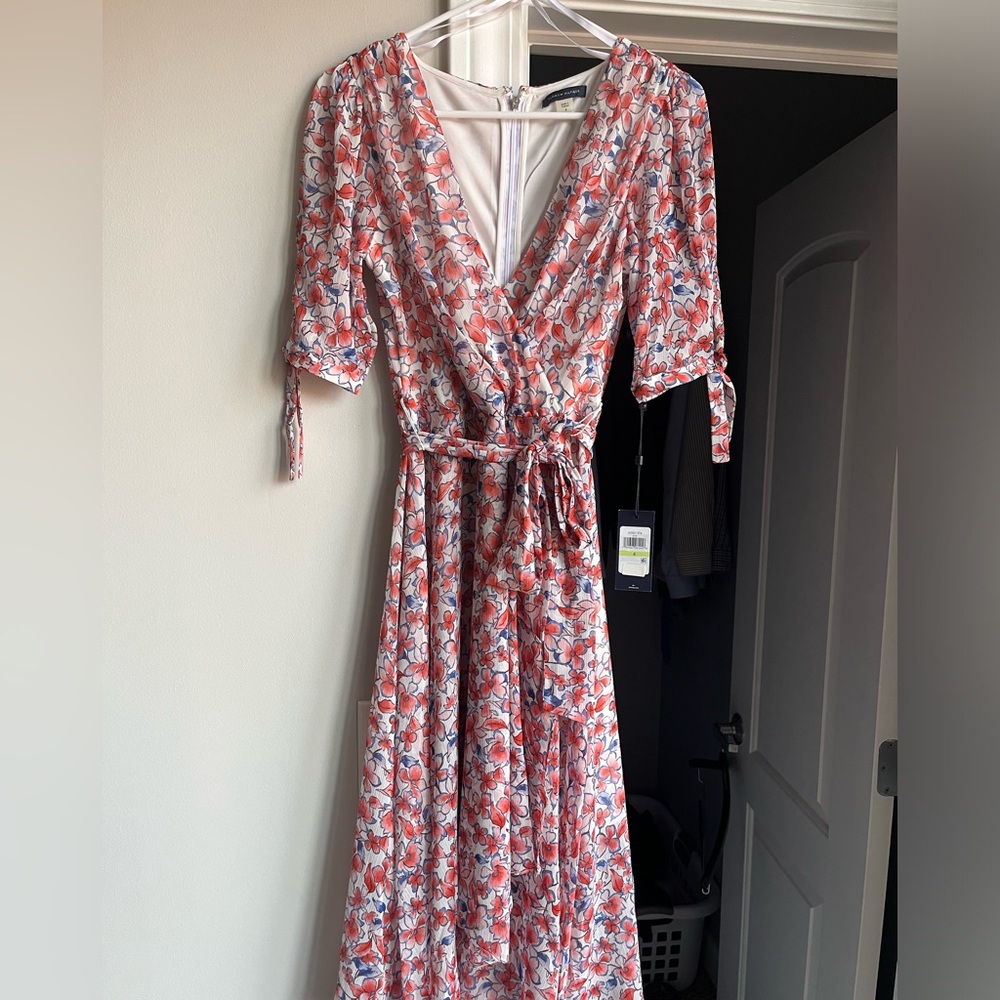 Tommy Hilfiger Floral Wrap Midi Dress - Size 4